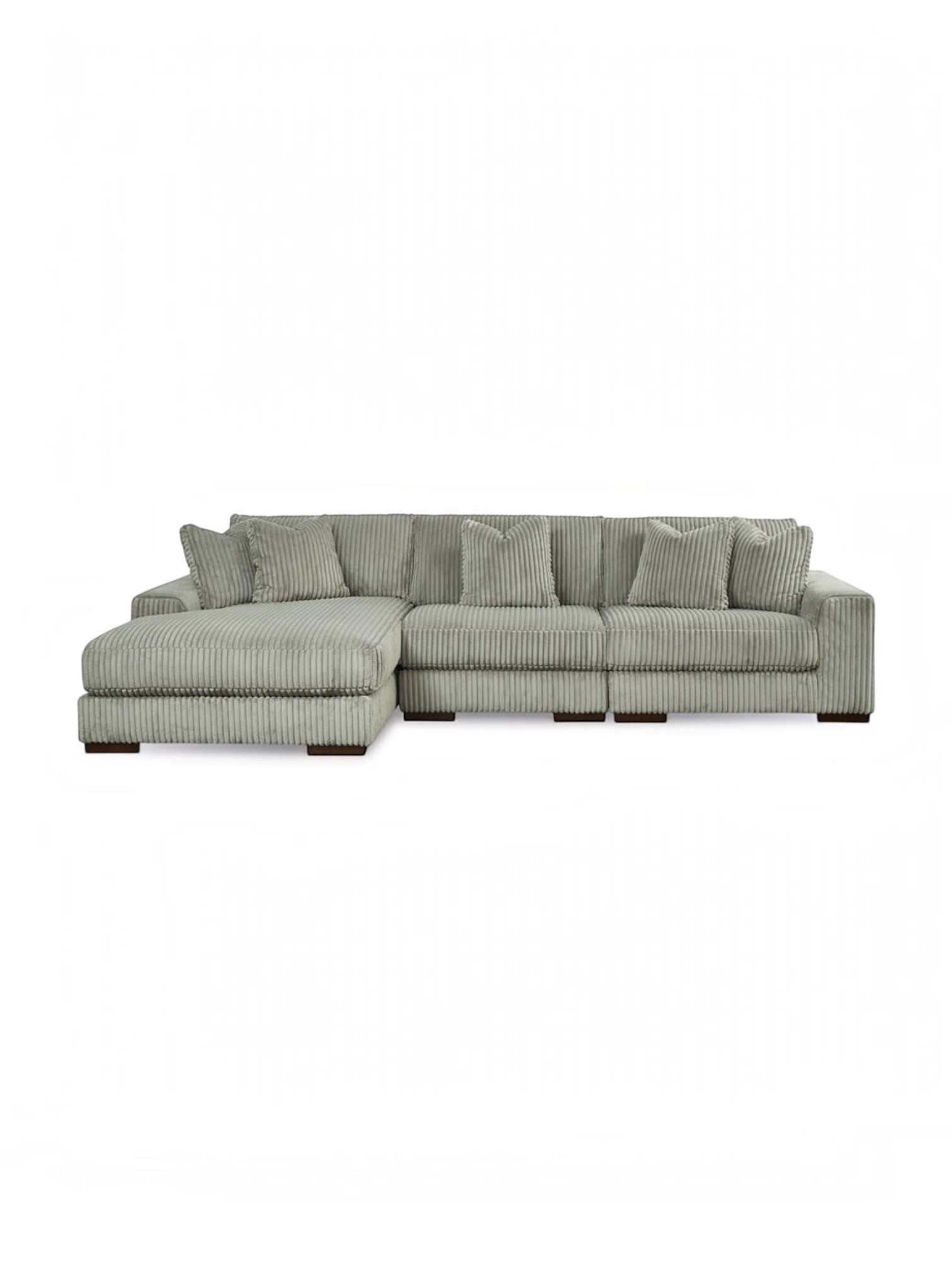 Sofa modulaire Manoa TOCO Meubles en tissu côtelé gris avec méridienne et coussins décoratifs assortis
