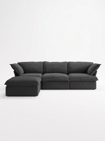 Sofa modulaire TOCO Meubles Luna gris anthracite avec trois sections et un ottoman confortable