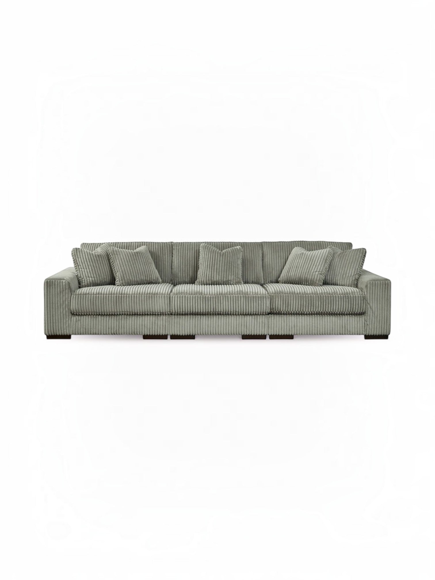 Sofa modulaire Manoa de TOCO Meubles en velours côtelé gris avec coussins décoratifs assortis