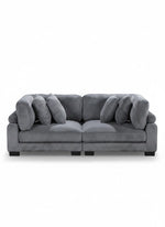 Sofa modulaire gris en velours côtelé TOCO Meubles avec coussins moelleux et design contemporain