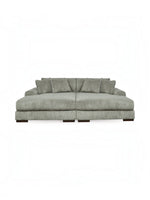 Sofa modulaire TOCO Meubles Manoa gris en velours côtelé avec coussins décoratifs assortis