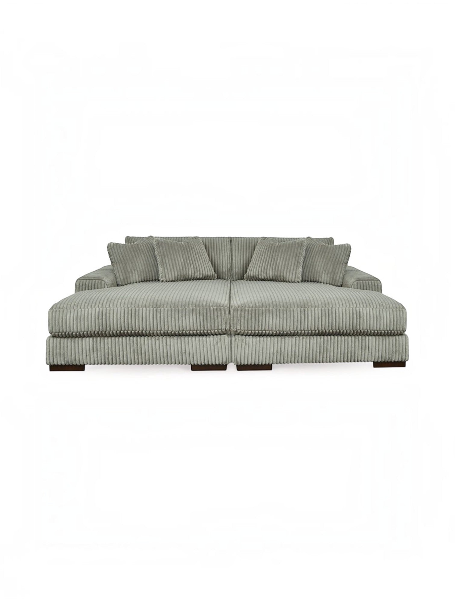 Sofa modulaire TOCO Meubles Manoa gris en velours côtelé avec coussins décoratifs assortis