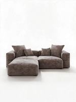 Sofa modulaire Nola TOCO Meubles en velours côtelé gris avec deux sections et un ottoman assorti