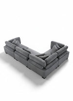 Sofa modulaire gris TOCO Meubles en velours côtelé avec configuration en angle et coussins assortis