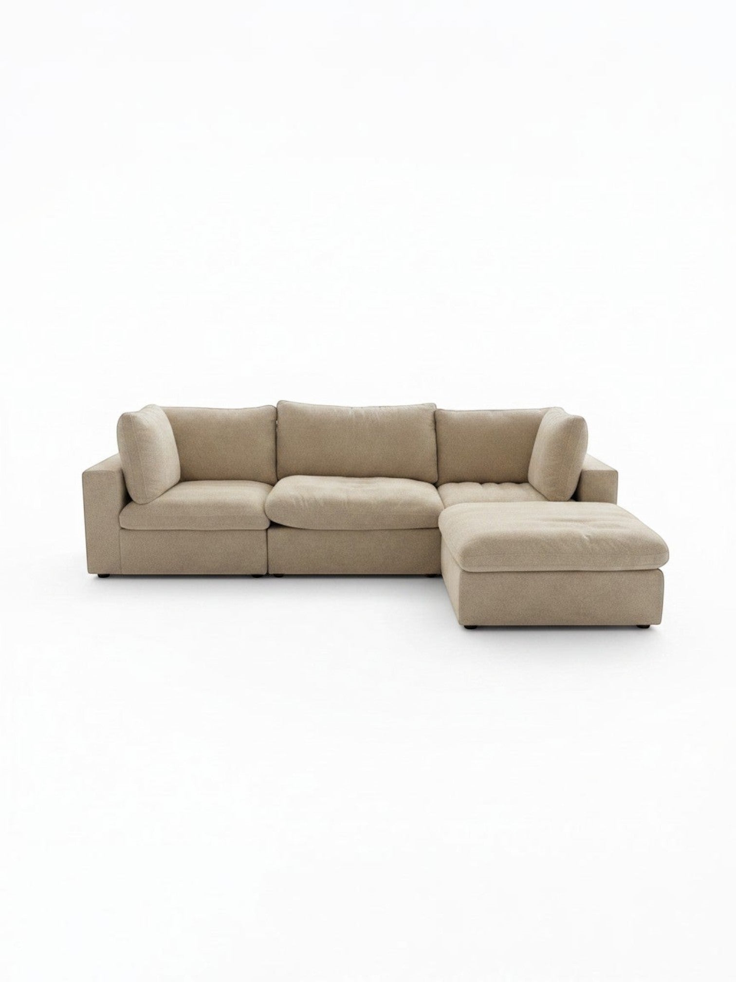 TOCO Meubles Sofa Modulaire Kosy beige en tissu, design moderne avec méridienne.