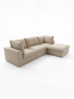 TOCO Meubles Sofa Modulaire Kosy beige en tissu, design moderne, configuration d'angle avec méridienne.