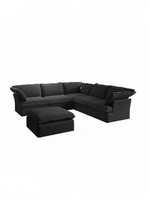 Sofa modulaire noir TOCO Meubles Luna 5 morceaux avec ottoman confortable au design contemporain