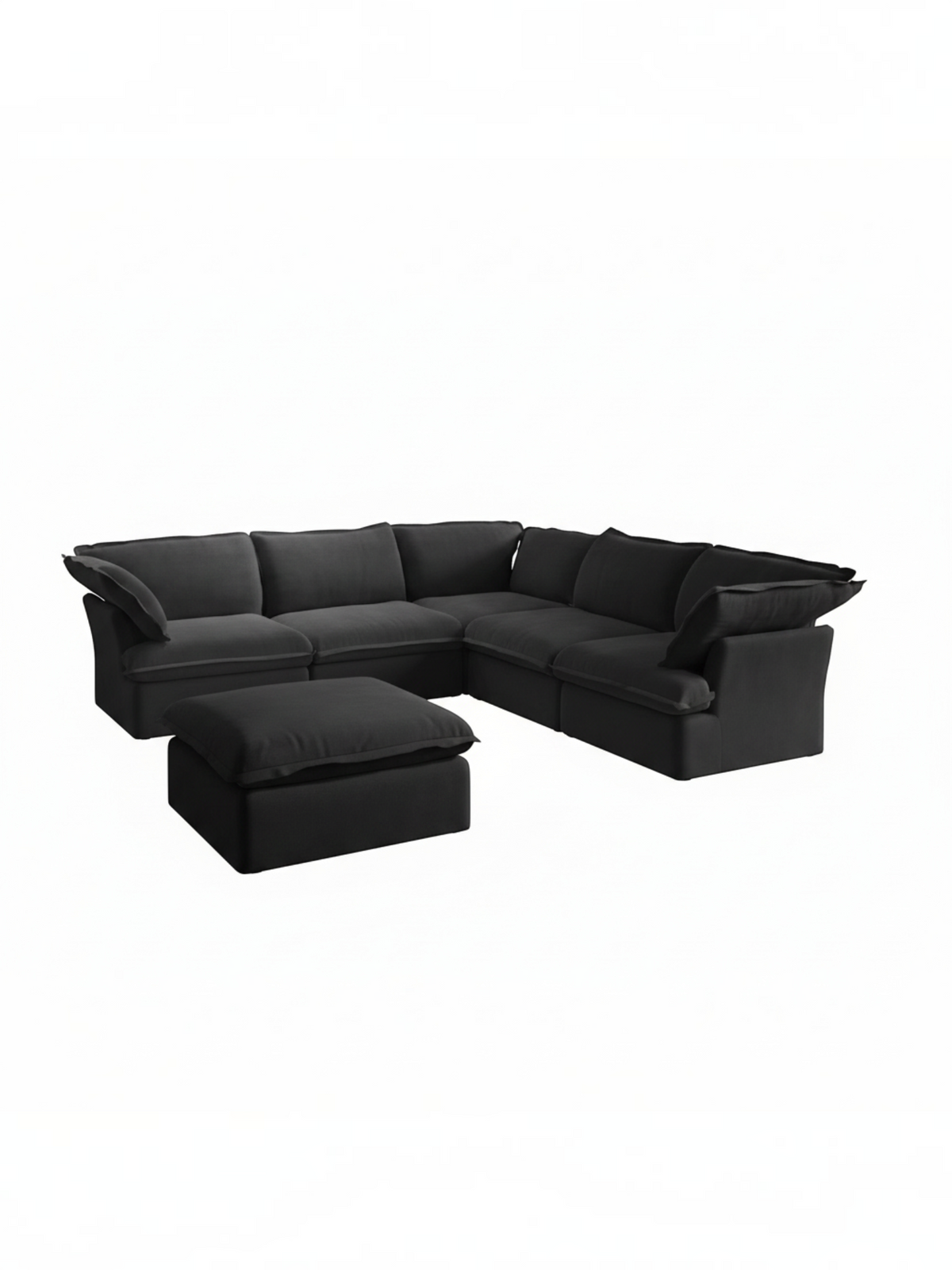 Sofa modulaire noir TOCO Meubles Luna 5 morceaux avec ottoman confortable au design contemporain