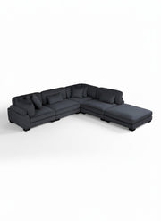 Noir / Sofa modulaire avec ottoman 4 morceaux