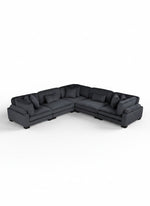Sofa modulaire d'angle Traverse par TOCO Meubles en velours côtelé noir avec coussins décoratifs