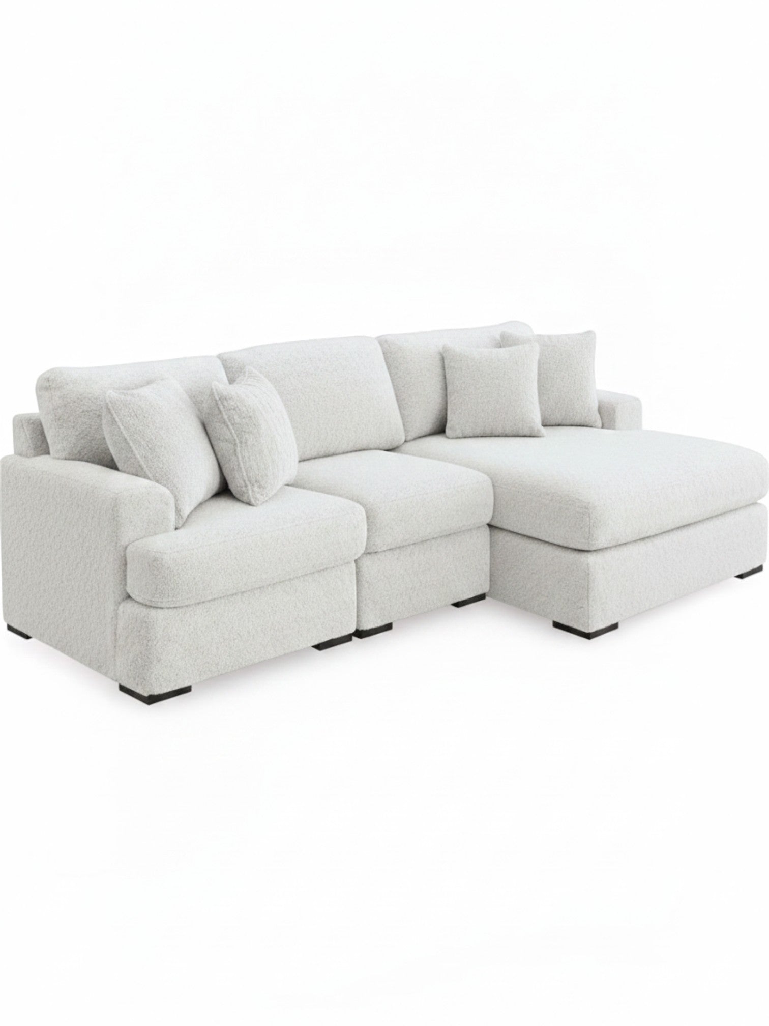 Sofa modulaire Nuage TOCO Meubles blanc cassé en tissu bouclé moelleux avec chaise longue et coussins confortables