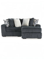 Sofa modulaire TOCO Meubles en velours côtelé gris foncé avec méridienne et coussins décoratifs assortis