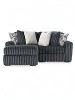 Sofa modulaire TOCO Meubles en velours côtelé gris foncé avec méridienne et coussins décoratifs texturés