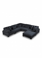 Noir / Sofa modulaire avec ottoman 5 morceaux
