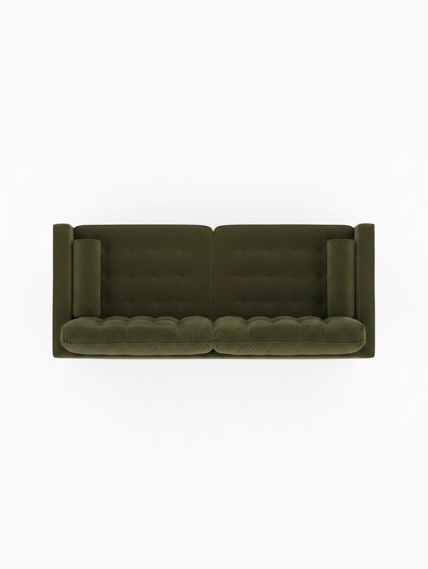 Sofa Revo TOCO Meubles en velours olive avec capitonnage, vue de dessus