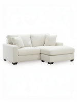 Sofa sectionnel Aldo TOCO Meubles blanc cassé avec méridienne et coussins décoratifs sur pieds en bois foncé
