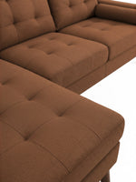 Sofa sectionnel TOCO Meubles Roumo en tissu brun avec finition capitonnée et design moderne