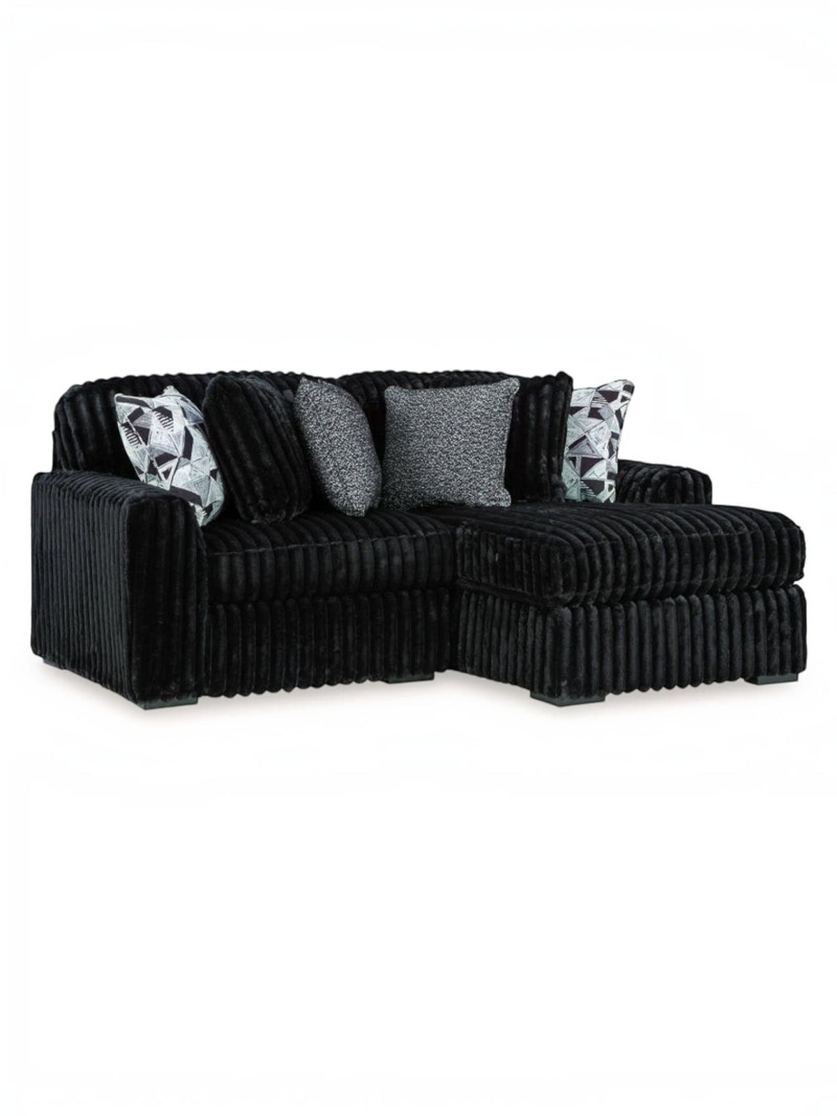 Sofa sectionnel modulaire TOCO Meubles en velours côtelé noir avec coussins décoratifs texturés