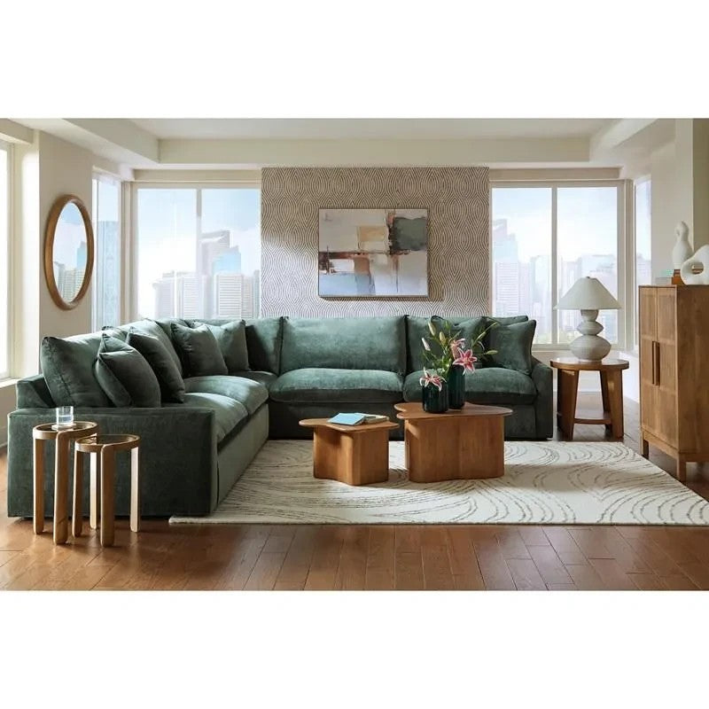 TOCO Meubles Sofa sectionnel Elliott vert forêt confortable et profond avec coussins moelleux.