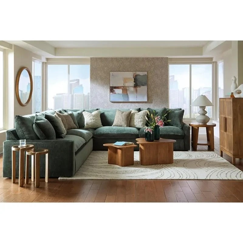 TOCO Meubles Sofa sectionnel Elliott vert forêt confortable avec coussins moelleux et accoudoirs larges.