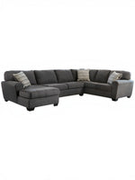 Sofa sectionnel 3 pièces Ambee TOCO Meubles en tissu gris ardoise avec méridienne à gauche et coussins décoratifs