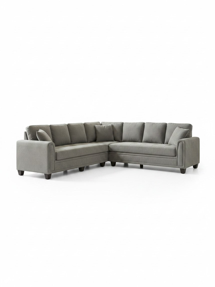 Sofa sectionnel Kelsy TOCO Meubles en chenille gris avec trois pièces et deux coussins décoratifs