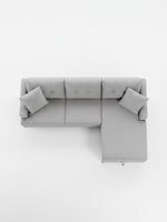 Sofa sectionnel Éden gris de TOCO Meubles avec méridienne et coussins décoratifs, vue de dessus