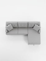 Sofa sectionnel Éden gris de TOCO Meubles avec méridienne et coussins décoratifs, vue de dessus