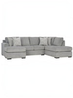 Sofa sectionnel en U gris TOCO Meubles avec coussins décoratifs à motifs géométriques et pieds noirs