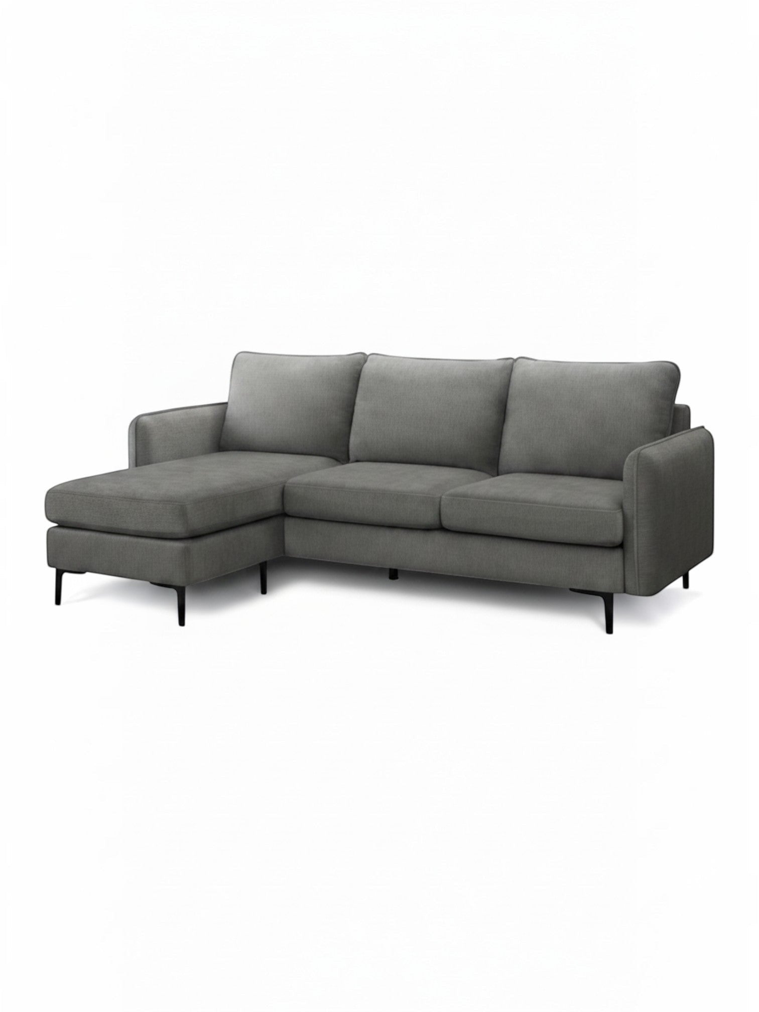 Sofa sectionnel Neo gris TOCO Meubles avec méridienne et pieds en métal noir