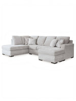 Sofa sectionnel Gaby gris clair de TOCO Meubles avec méridiennes et coussins décoratifs à motifs