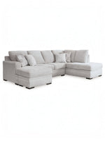 Sofa sectionnel Gaby de TOCO Meubles en tissu gris clair avec méridiennes et coussins décoratifs assortis