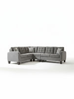 Sofa sectionnel d'angle gris TOCO Meubles avec coussins décoratifs et dossier capitonné