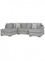 Sofa sectionnel en U gris TOCO Meubles avec méridiennes et coussins décoratifs à motifs géométriques