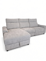 Sofa sectionnel inclinable TOCO Meubles en tissu gris pâle avec méridienne et rangement intégré
