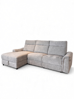 Sofa sectionnel inclinable TOCO Meubles en tissu gris pâle avec méridienne et rangement intégré