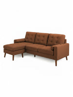 Sofa sectionnel Roumo TOCO Meubles en tissu marron avec méridienne et pieds en bois style scandinave