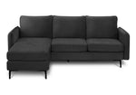 TOCO Meubles Sofa sectionnel Mateo gris foncé, tissu texturé, 3 places avec méridienne.