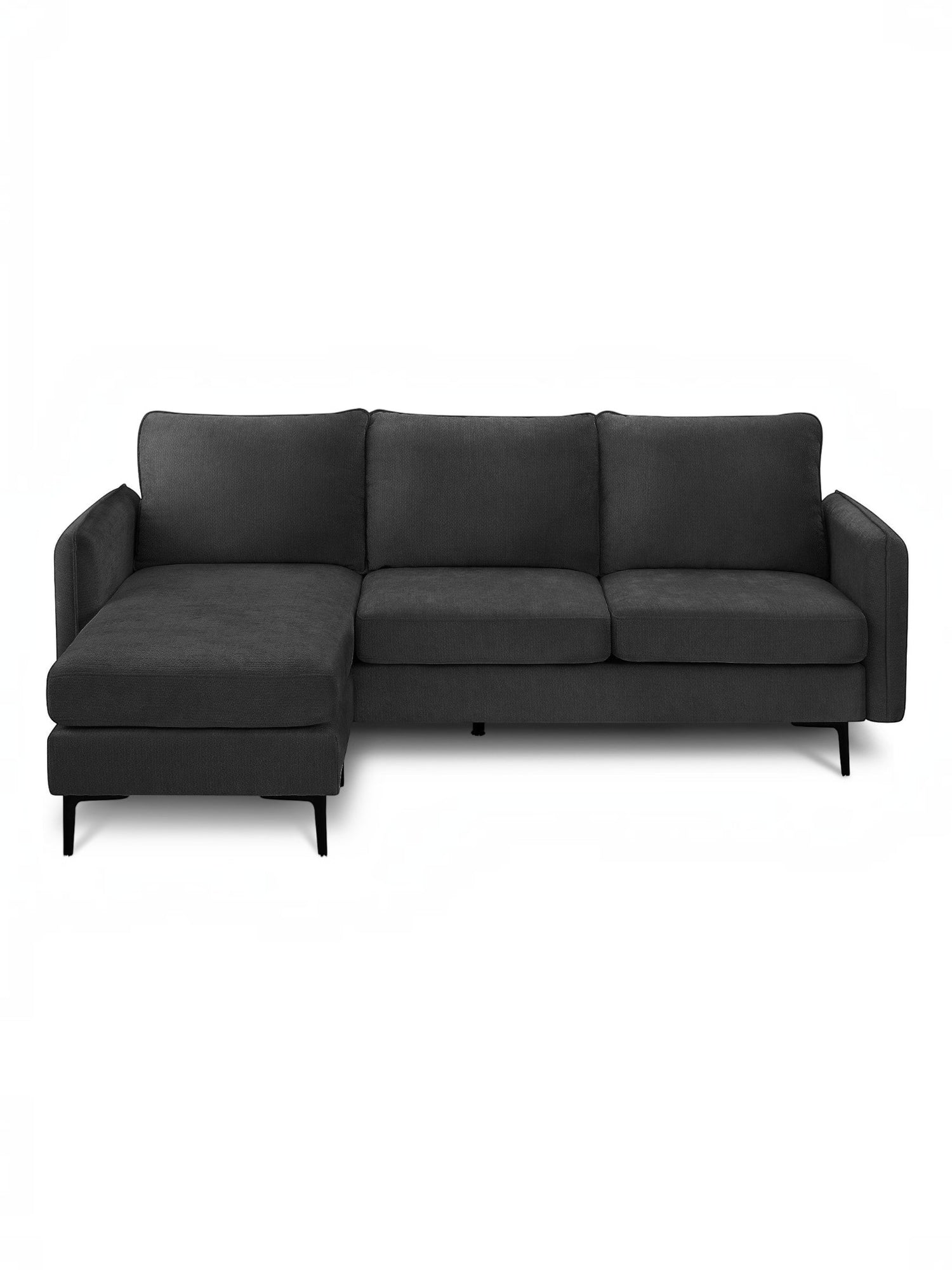 TOCO Meubles Sofa sectionnel Mateo gris foncé, tissu texturé, 3 places avec méridienne.