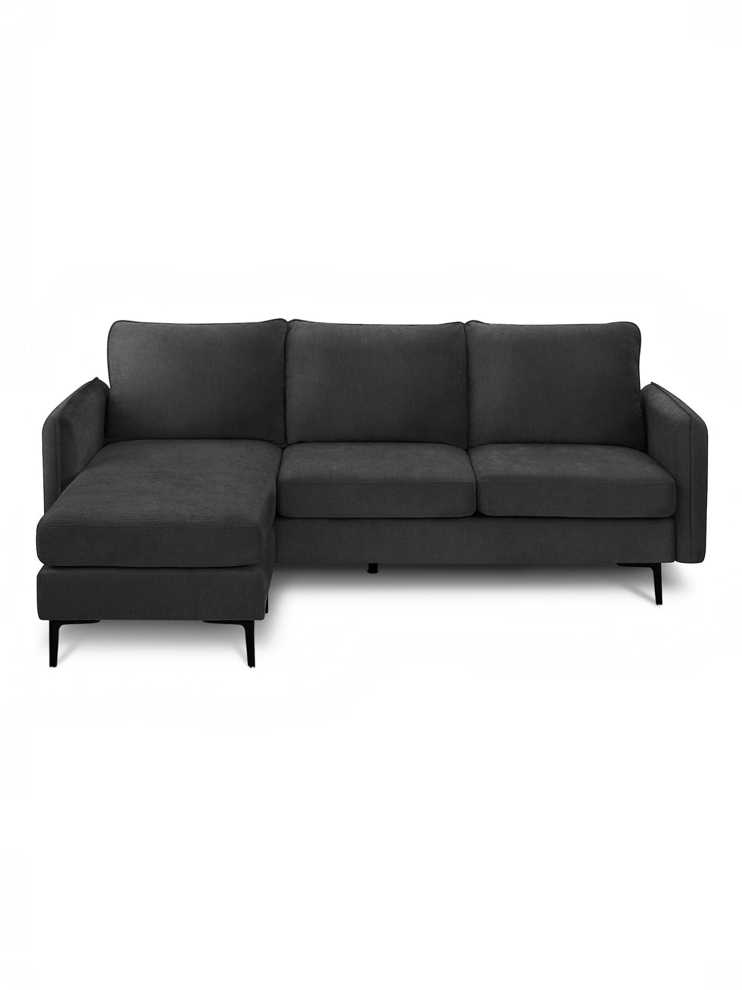 TOCO Meubles Sofa sectionnel Mateo gris foncé, tissu texturé, 3 places avec méridienne.
