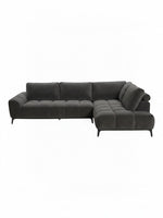 Sofa sectionnel Mathias gris foncé par TOCO Meubles avec assise capitonnée et pieds en métal noir