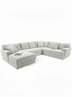 Sofa sectionnel Melissa de TOCO Meubles en tissu beige texturé avec méridienne, design moderne et personnalisable.