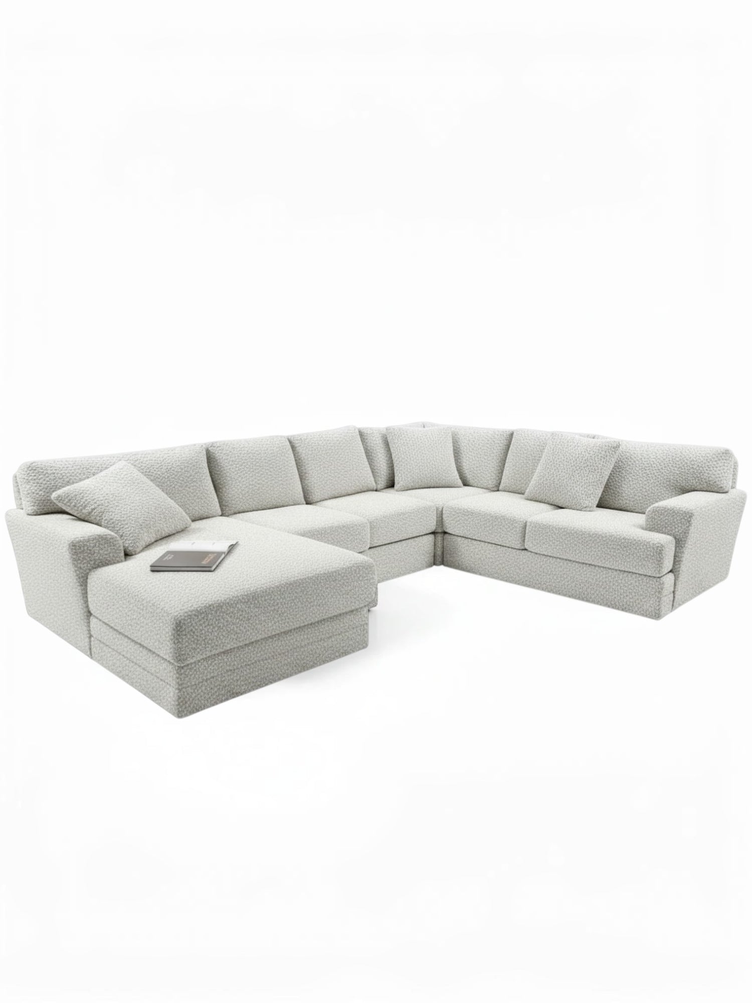 Sofa sectionnel Melissa de TOCO Meubles en tissu beige texturé avec méridienne, design moderne et personnalisable.