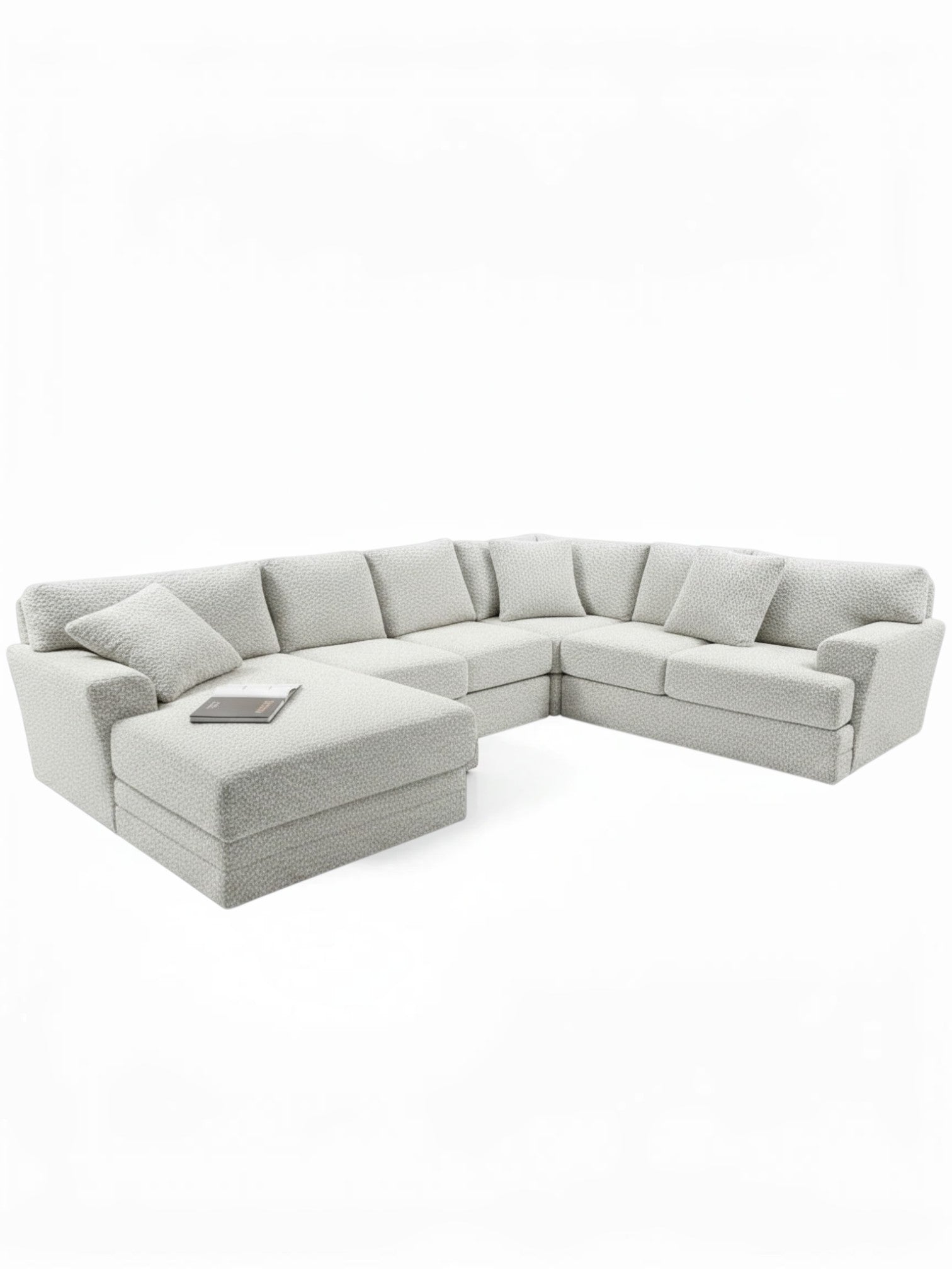 Sofa sectionnel Melissa de TOCO Meubles en tissu beige texturé avec méridienne, design moderne et personnalisable.