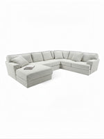 Sofa sectionnel Melissa de TOCO Meubles en tissu beige texturé avec méridienne, design moderne et personnalisable.