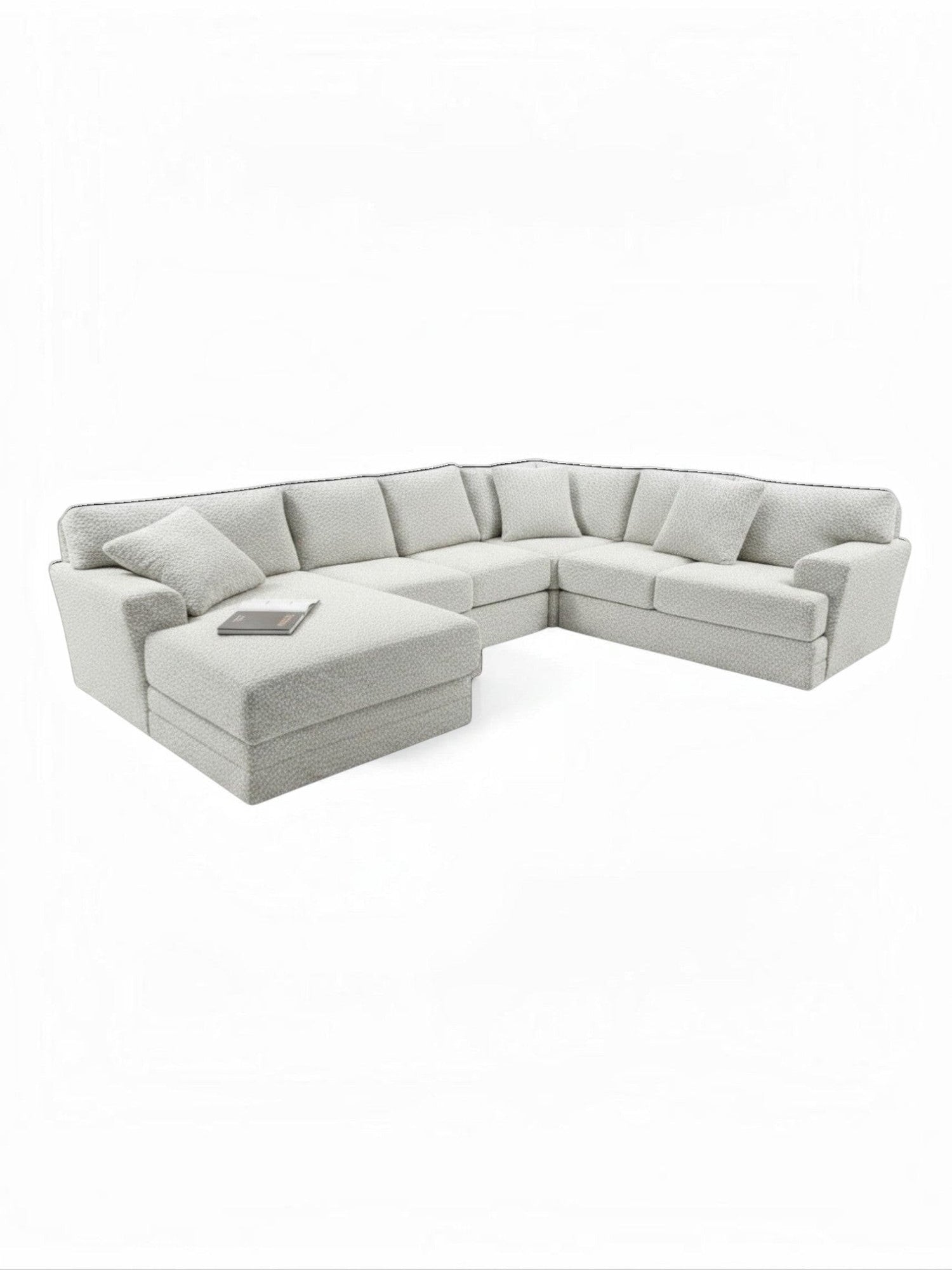 Sofa sectionnel Melissa de TOCO Meubles en tissu beige texturé avec méridienne, design moderne et personnalisable.