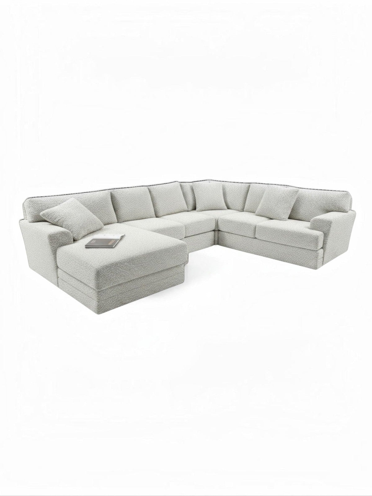 Sofa sectionnel Melissa de TOCO Meubles en tissu beige texturé avec méridienne, design moderne et personnalisable.