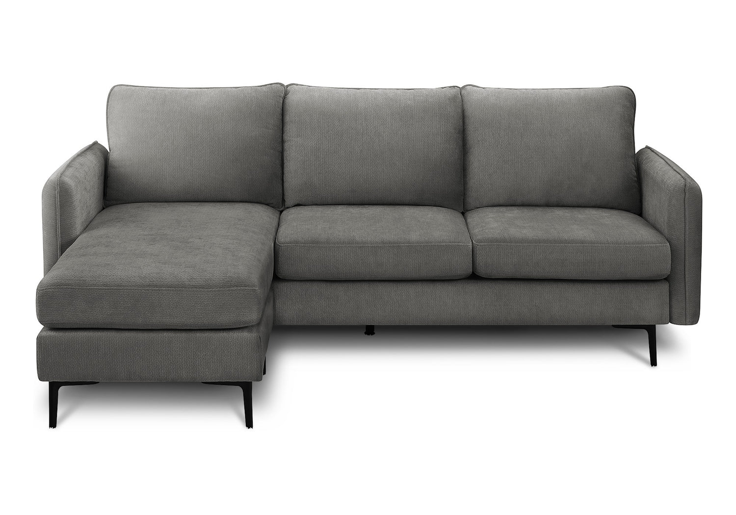 TOCO Meubles Sofa sectionnel Neo gris anthracite en tissu texturé, 3 places avec méridienne.