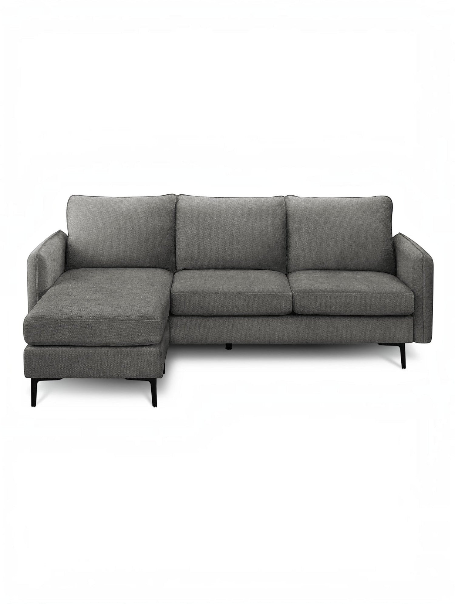 TOCO Meubles Sofa sectionnel Neo gris anthracite en tissu texturé, 3 places avec méridienne.