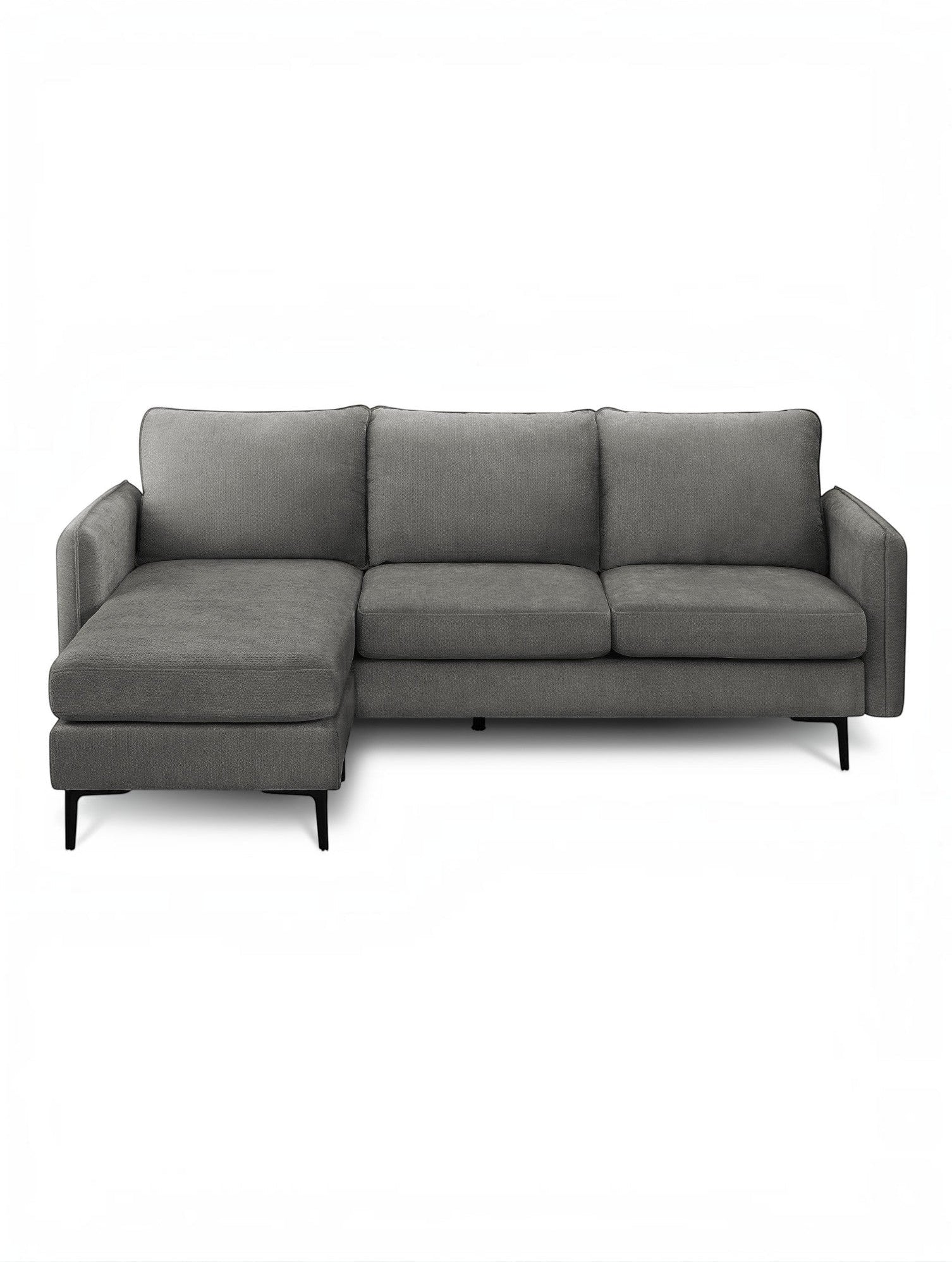 TOCO Meubles Sofa sectionnel Neo gris anthracite en tissu texturé, 3 places avec méridienne.